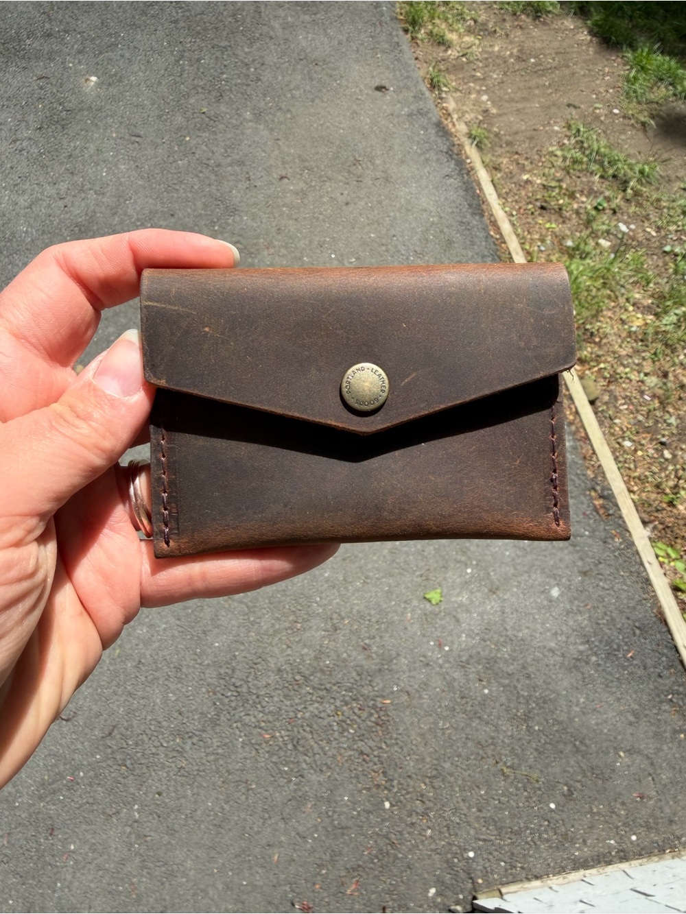 Portland Leather Goods Envelope Card Wallet with Snap